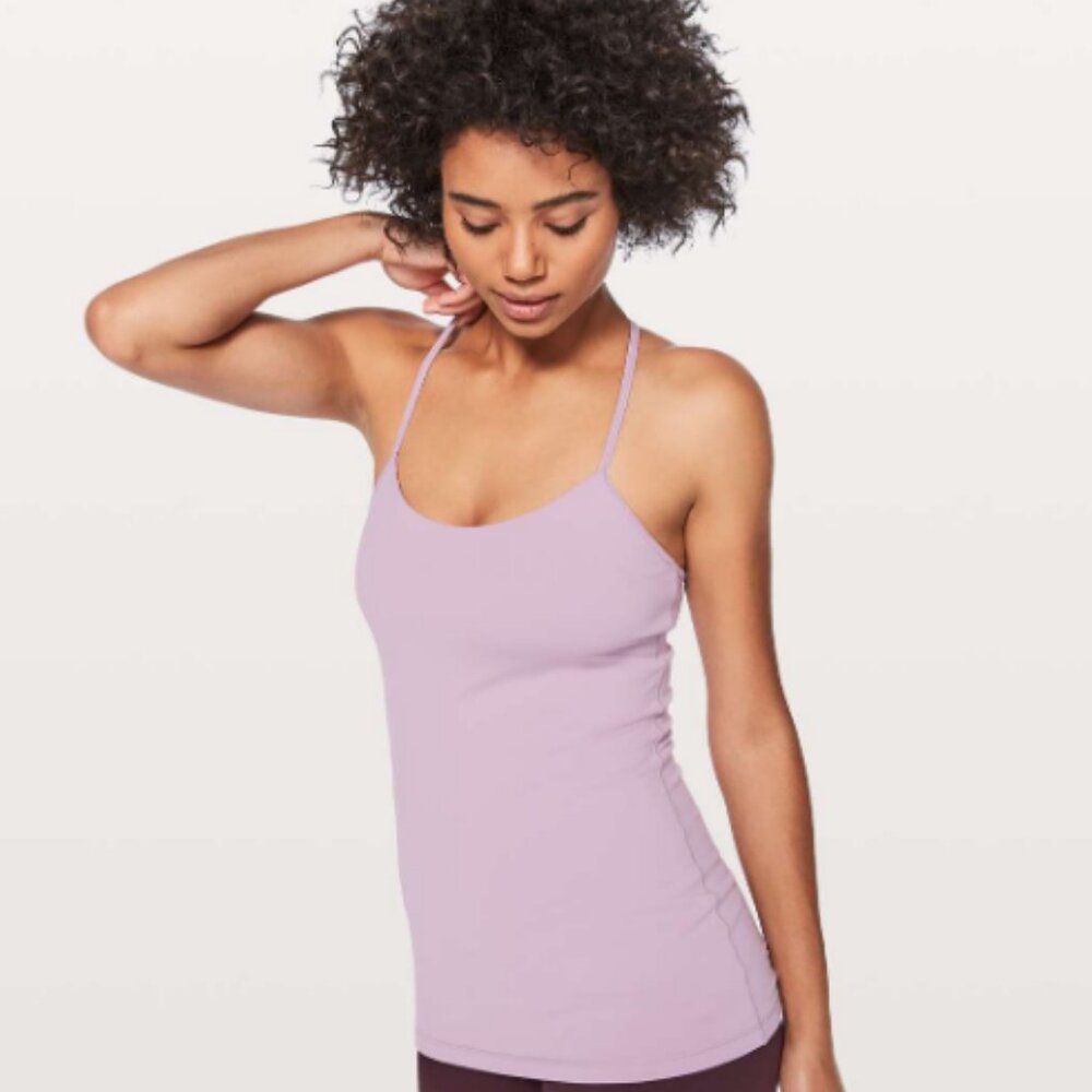 Lululemon Power Pose Tank Top Size 10 Large Lavendar Lilac Yoga Workout Athletic
